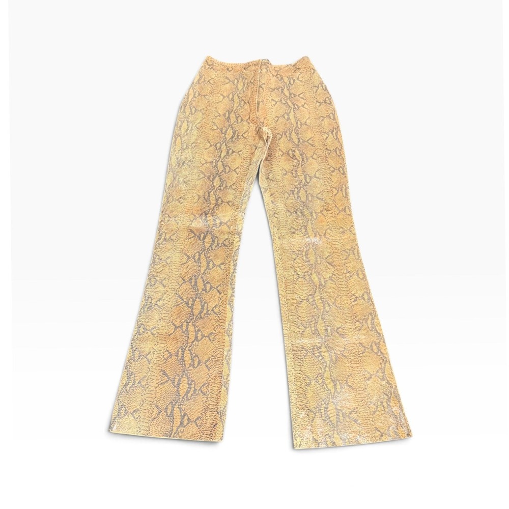 Vintage Y2K INC Leather Pants Sz 2 Snakeskin Print Bootcut Flare Reptile Western
